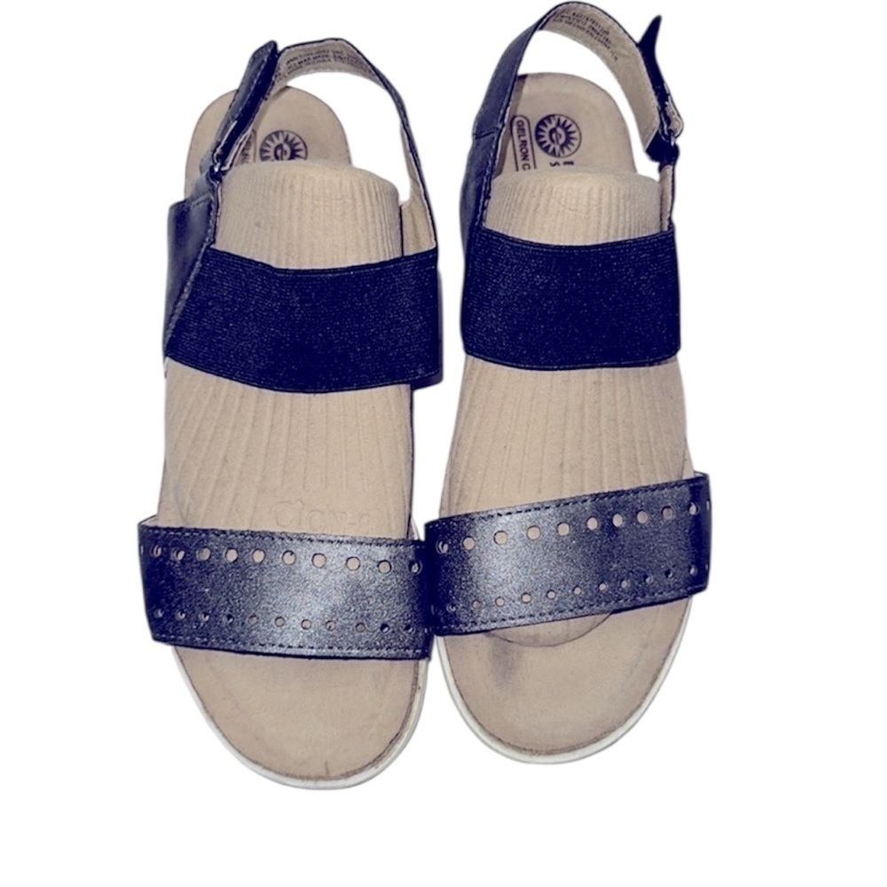 Earth Spirit Black & Tan Sandals Double Strap Design gelron cushion size 8 1/2